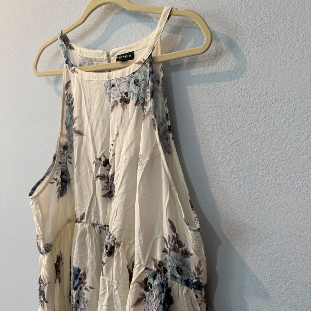 NEW Torrid Challis Floral High Low Halter Dress Plus Size Boho Feminine White 3X - Picture 5 of 14